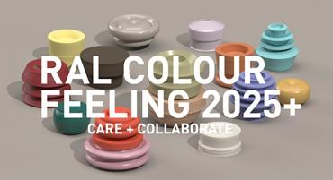 Trend report RAL COLOUR FEELING 2025+ under the title CARE + COLLABORATE