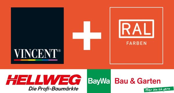 Noch mehr Farbvielfalt bei HELLWEG und BayWa Bau & Garten: VINCENT Farbmisch-Service und RAL Farbsysteme starten Kooperation