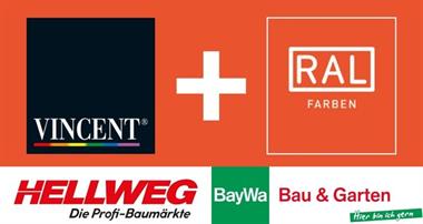 Noch mehr Farbvielfalt bei HELLWEG und BayWa Bau & Garten: VINCENT Farbmisch-Service und RAL Farbsysteme starten Kooperation