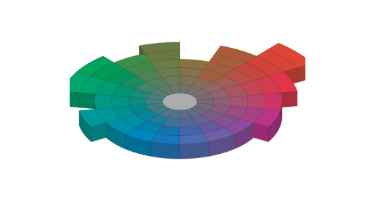 RAL DESIGN SYSTEM plus | RAL FARBEN Eine Ebene des 3D Modells des Farbsystems aus der Mitte, um die Sättigung der Farben im System zu veranschaulichen RAL DESIGN SYSTEM plus | RAL COLOURS A layer of the 3D model of the colour system from the centre to illustrate the saturation of the colours in the system 